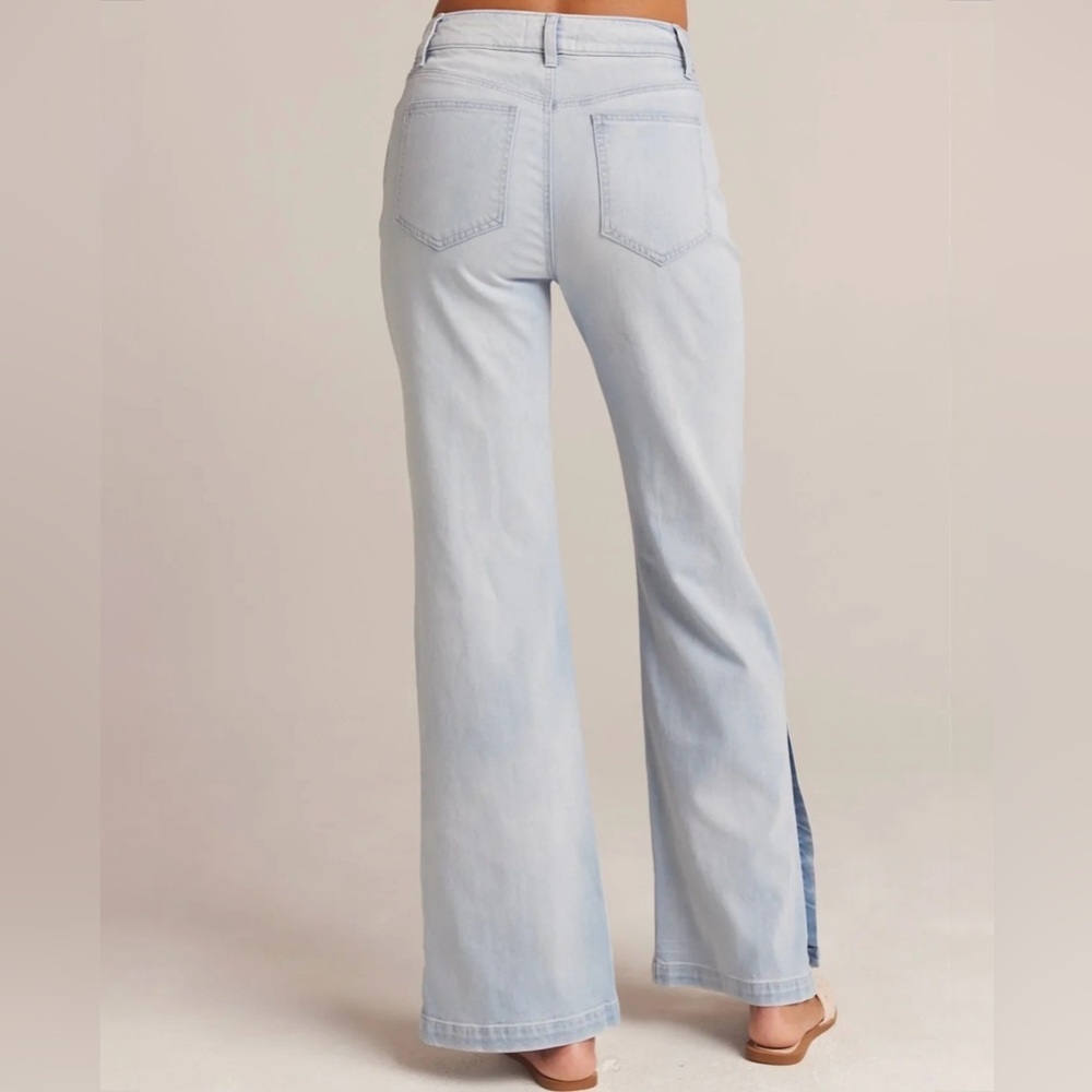 Bella Dahl Side Slit Jeans Ocean Mist size 28 Wide Leg Boho Coastal Chic - Picture 3 of 12